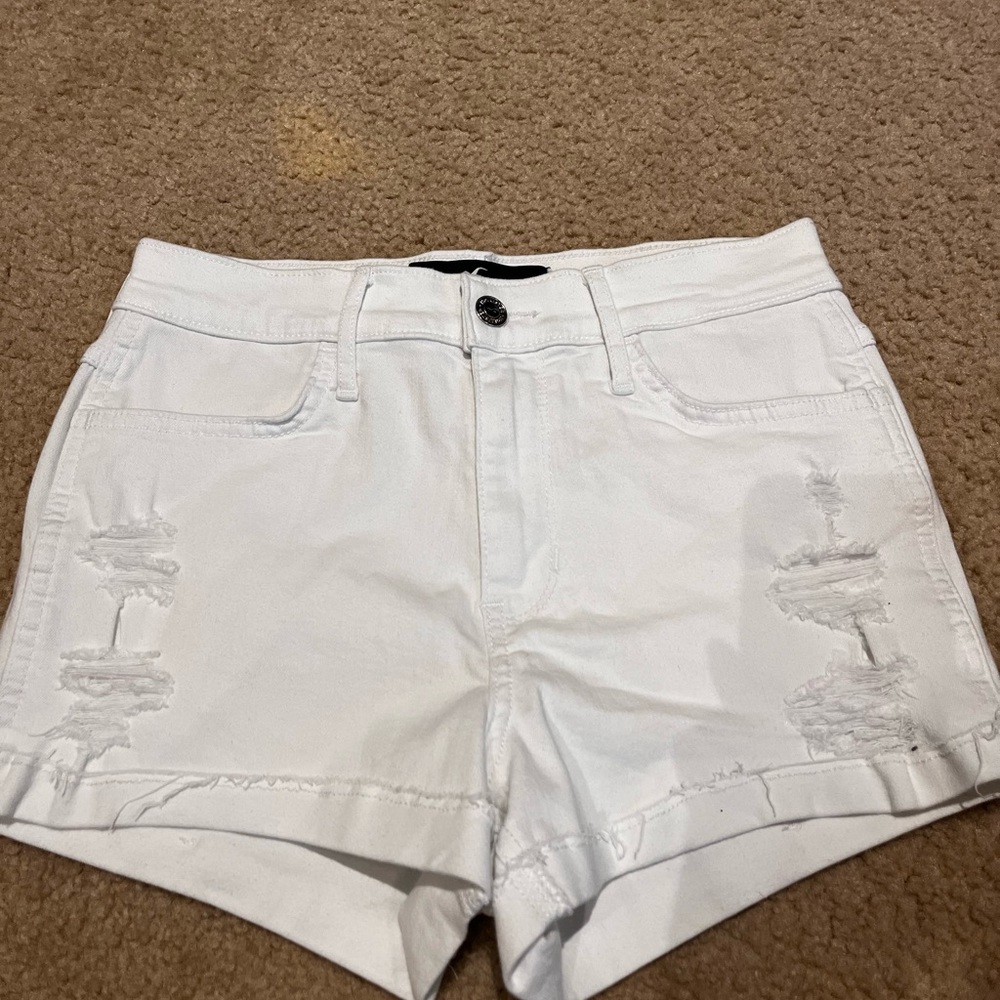 Hollister High Waisted White Ripped Shorts